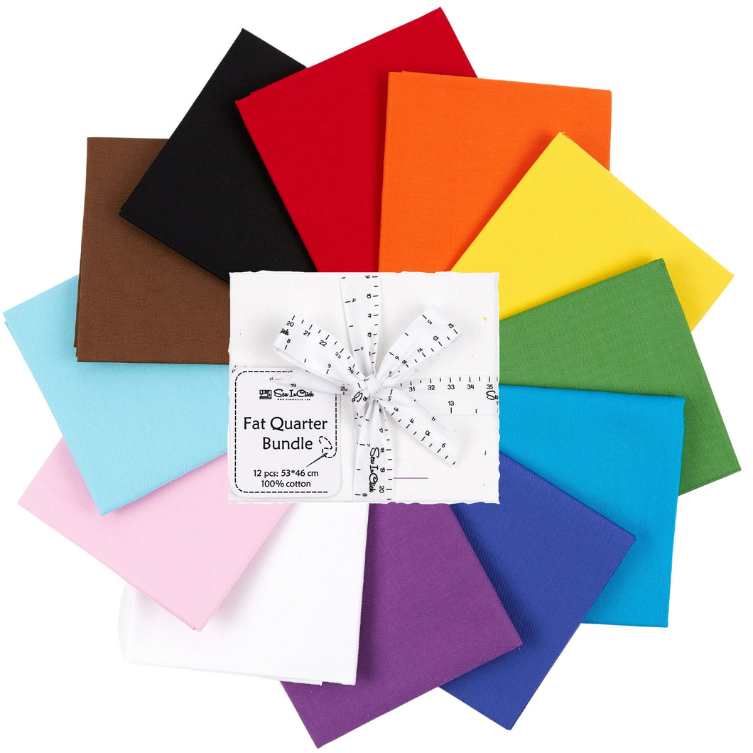 Fat Quarter Bundle -100% Cotton | Pure Solids | New Pride Flag Colors l 12 Mix Colors | Quilting & Crafting Fabric | Special Gift Bundle