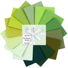 Charger l&#39;image dans la galerie, Fat Quarter Bundle -100% Coton | Solides purs | Nuances de verts émeraude l Mélanger les couleurs | Tissu doux pour courtepointe et artisanat | Forfait cadeau spécial
