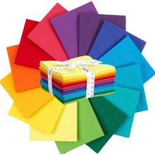 Cargar imagen en el visor de la galería, Fat Quarter Bundle -100% Cotton | Pure Solids | Rainbow Mix l Mix - 14 Colors | Quilting &amp; Crafting Fabric | Special Gift
