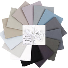 Cargar imagen en el visor de la galería, Fat Quarter Bundle -100% Cotton | Pure Solids | Monochrome l Mix - 14 Colors | Quilting &amp; Crafting Soft Fabric | Special Gift Bundle
