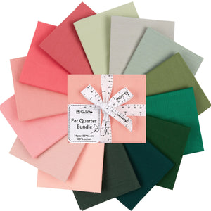 Fat Quarter Bundle -100% Cotton | Pure Solids | Pink &  Emerald Greens l Mix Colors | Quilting Soft Fabric | Special Gift