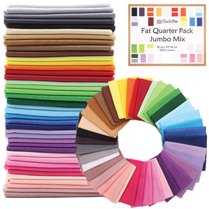 40 Fat Quarter Bundle -100% Cotton | Pure Solids | Colorful Mix - 40 Colors | Quilting & Crafting Soft Fabric | Special Jumbo Gift Bundle