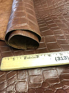 Luxurious REED leather hide with antique finish, soft and durable sheepskin, showing size with ruler for crafting unique art pieces.