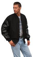 Charger l&#39;image dans la galerie, REED Varsity Leather Wool Jacket, relaxed fit with quilted lining, made in USA by skilled Union Leather Workers.
